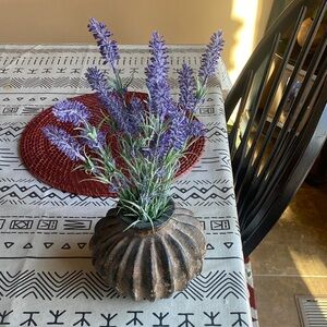 Rustic Brown Vase with Purple Lavender by [Brand]